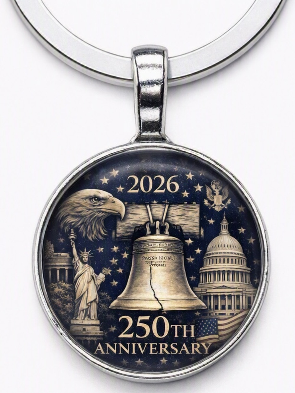 America 250 Anniversary Liberty Bell Keychain Gift Set Silver Tone New